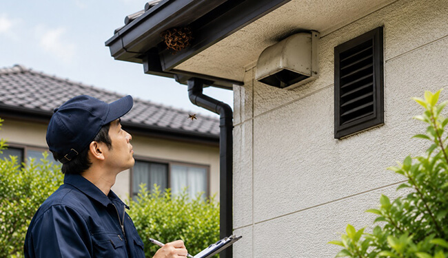 プロが行う巣の調査と危険度判定