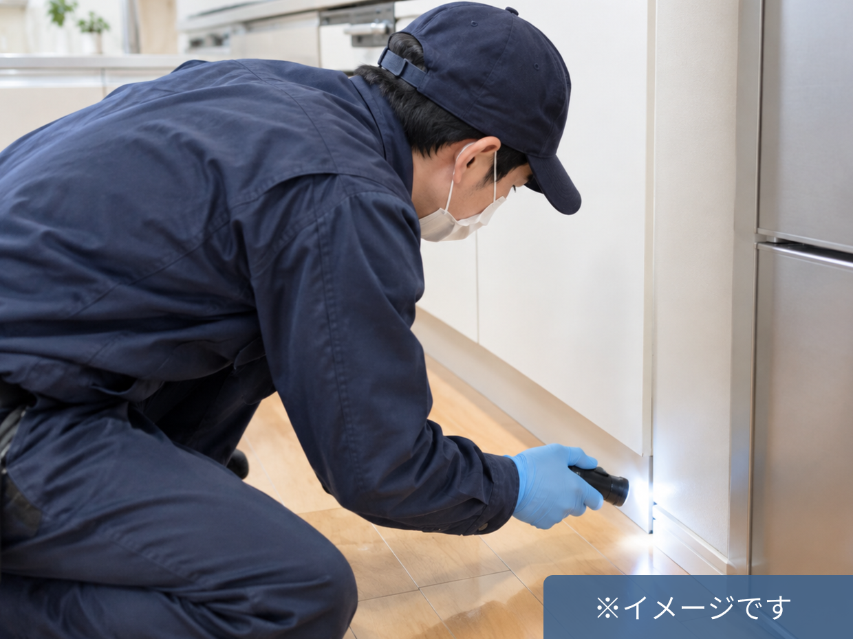 戸建てのキッチン・水回りのゴキブリ駆除の作業イメージ